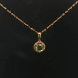 Effy 14k Yellow Gold 1ct Peridot and Diamond Halo Pendant Necklace 16" or 18"