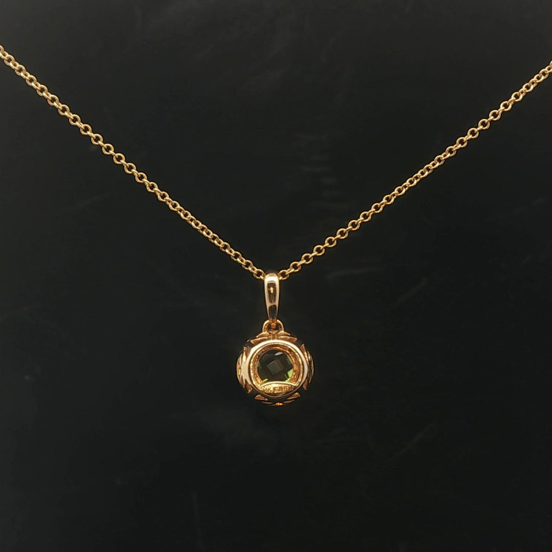 Effy 14k Yellow Gold 1ct Peridot and Diamond Halo Pendant Necklace 16" or 18"