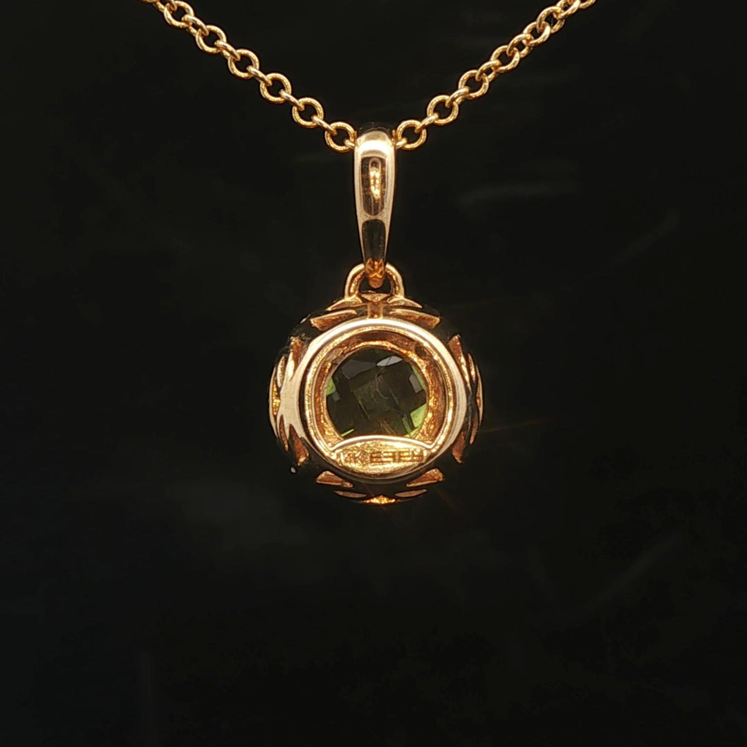Effy 14k Yellow Gold 1ct Peridot and Diamond Halo Pendant Necklace 16" or 18"