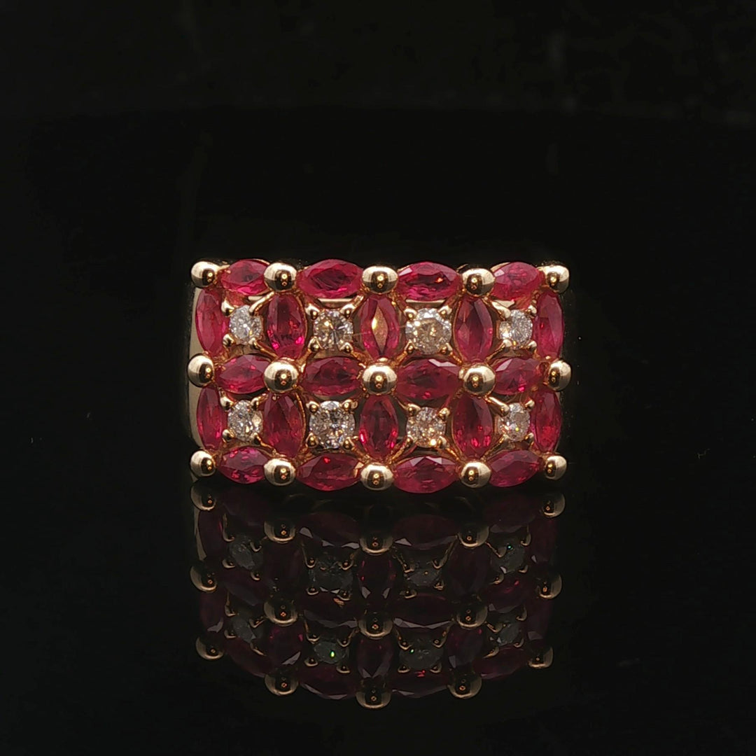 14k Yellow Gold 2.2cttw Ruby and 0.40cttw Diamond Band Ring Size 10