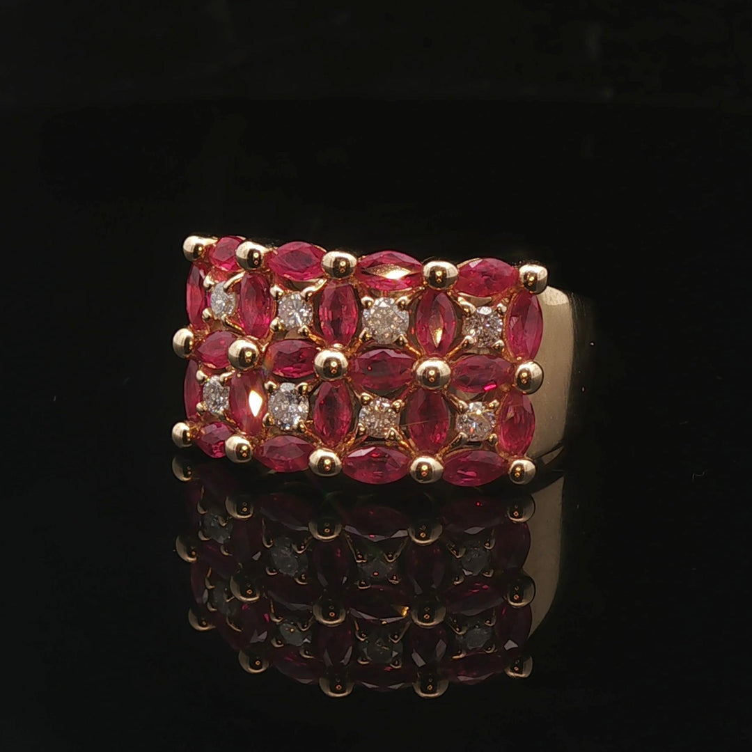 14k Yellow Gold 2.2cttw Ruby and 0.40cttw Diamond Band Ring Size 10
