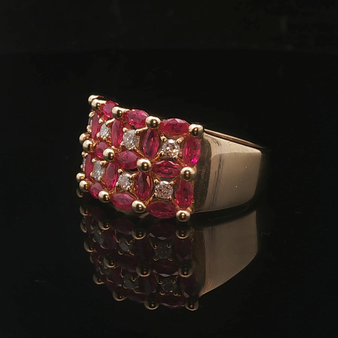 14k Yellow Gold 2.2cttw Ruby and 0.40cttw Diamond Band Ring Size 10