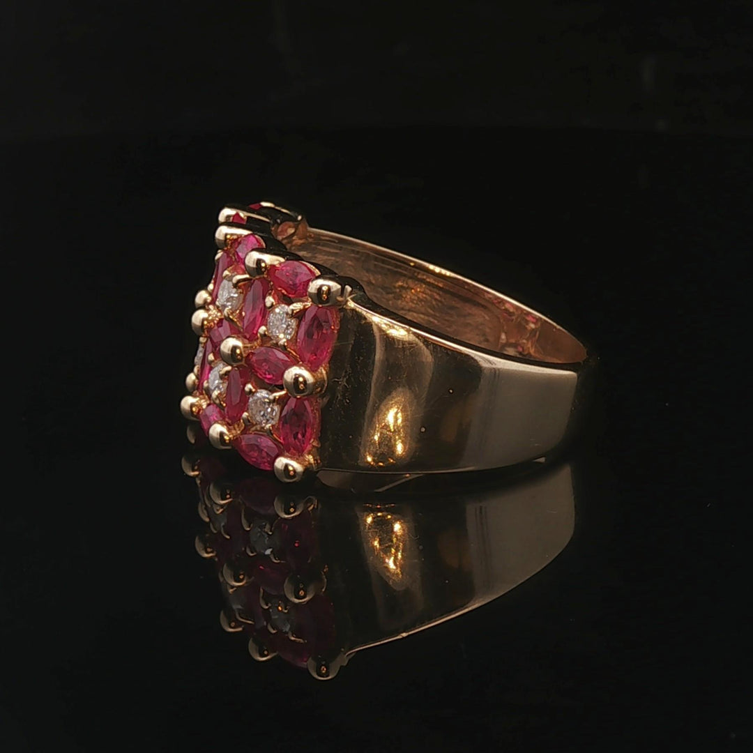 14k Yellow Gold 2.2cttw Ruby and 0.40cttw Diamond Band Ring Size 10