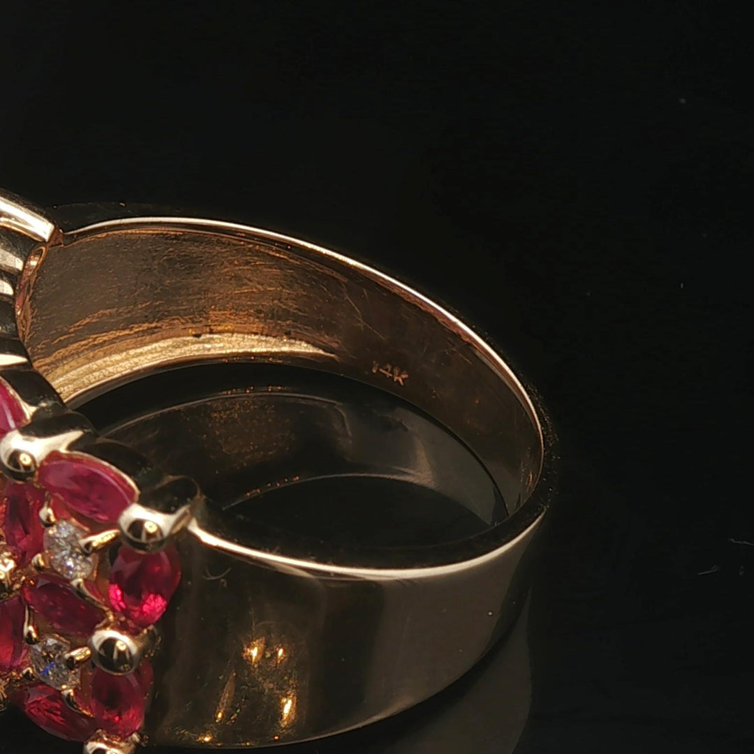 14k Yellow Gold 2.2cttw Ruby and 0.40cttw Diamond Band Ring Size 10
