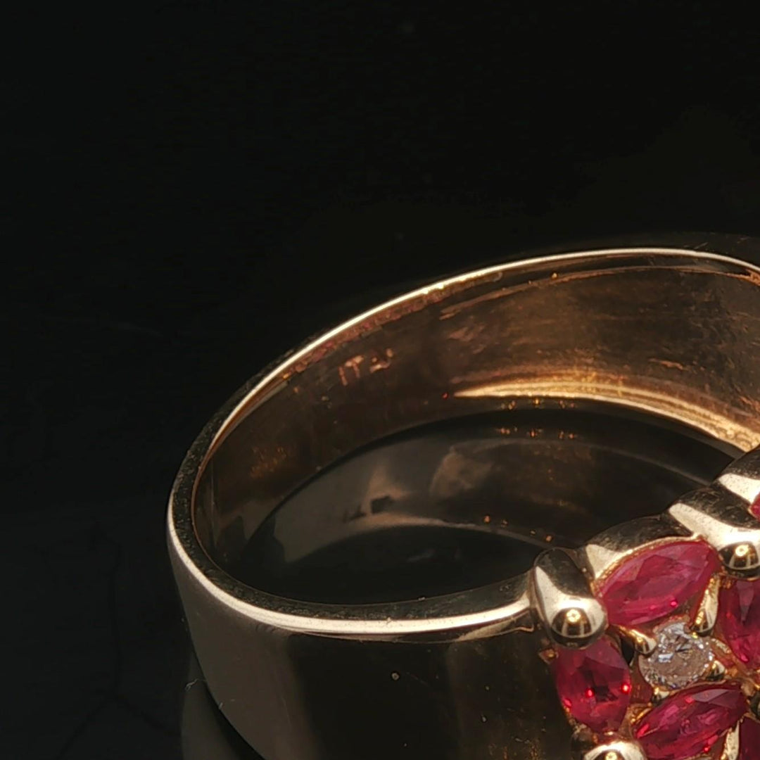 14k Yellow Gold 2.2cttw Ruby and 0.40cttw Diamond Band Ring Size 10