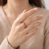 Effy 14k Yellow Gold Orange Sapphire and Diamond Band Ring Size 8