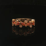 Effy 14k Yellow Gold Orange Sapphire and Diamond Band Ring Size 8