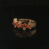 Effy 14k Yellow Gold Orange Sapphire and Diamond Band Ring Size 8