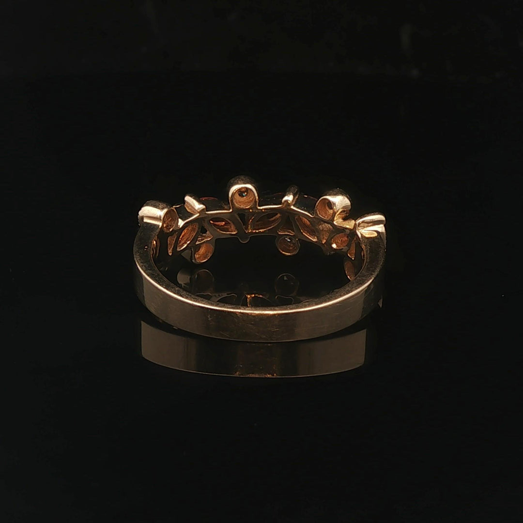 Effy 14k Yellow Gold Orange Sapphire and Diamond Band Ring Size 8