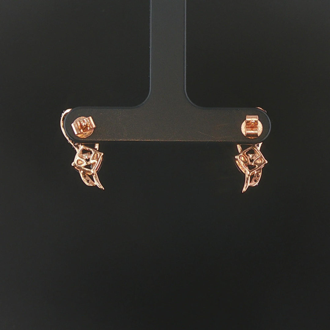 LeVian 14k Rose Gold Smoky Quartz and Diamond Stud Earrings
