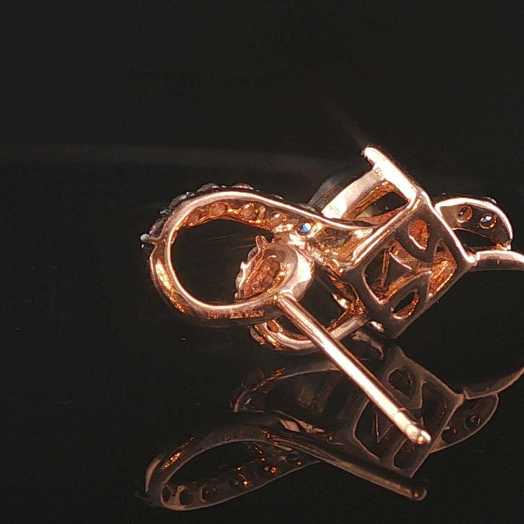 LeVian 14k Rose Gold Smoky Quartz and Diamond Stud Earrings