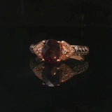 LeVian 14k Rose Gold 1ct Oval Cut Rhodolite and Diamond Ring Size 6.75