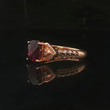 LeVian 14k Rose Gold 1ct Oval Cut Rhodolite and Diamond Ring Size 6.75