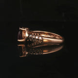 LeVian 14k Rose Gold 1ct Oval Cut Rhodolite and Diamond Ring Size 6.75