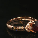 LeVian 14k Rose Gold 1ct Oval Cut Rhodolite and Diamond Ring Size 6.75