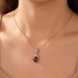 LeVian 14k Rose Gold 1ct Oval Cut Rhodolite and Diamond Pendant Necklace 18"