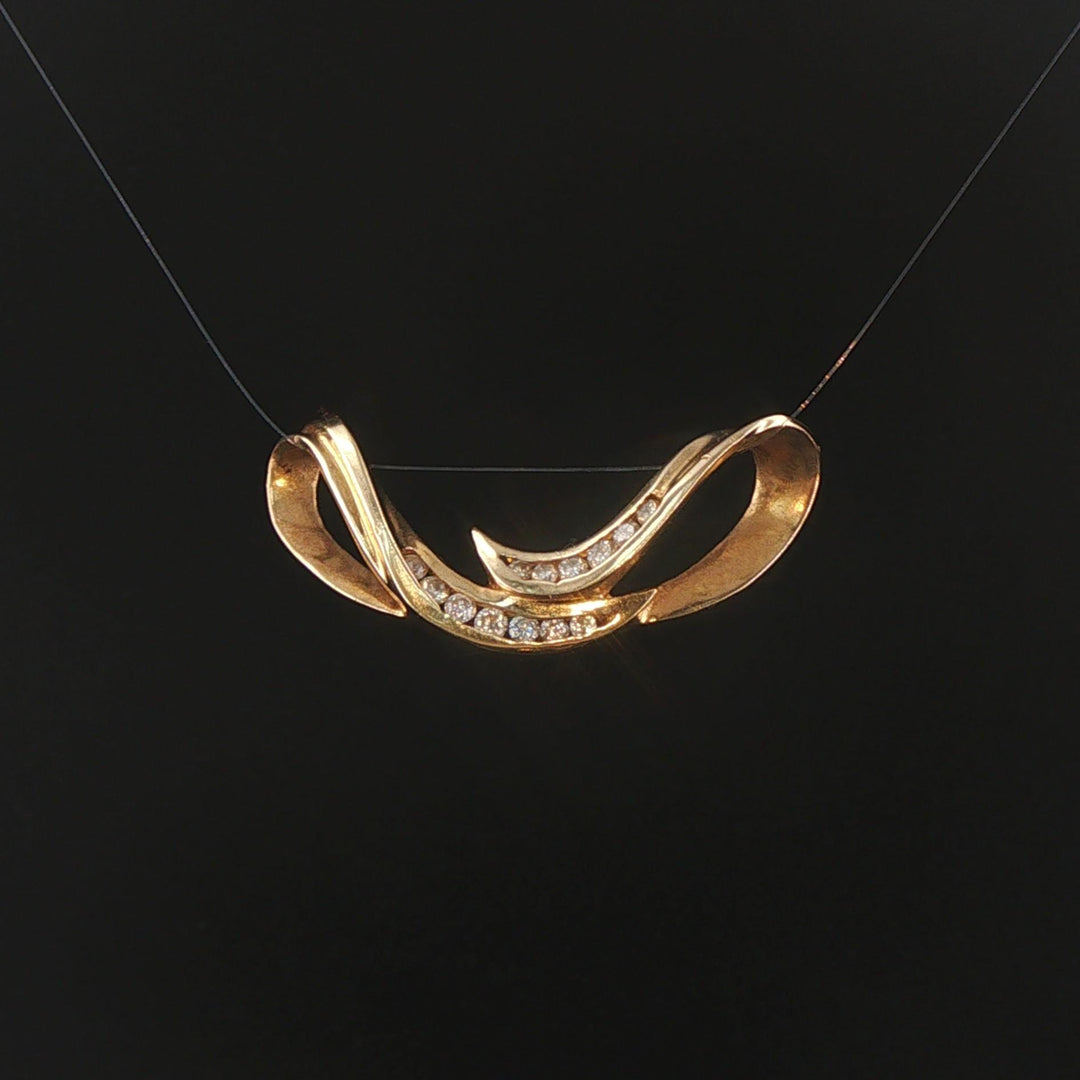 14k Yellow Gold and 0.25cttw Diamond Vintage Slide Pendant