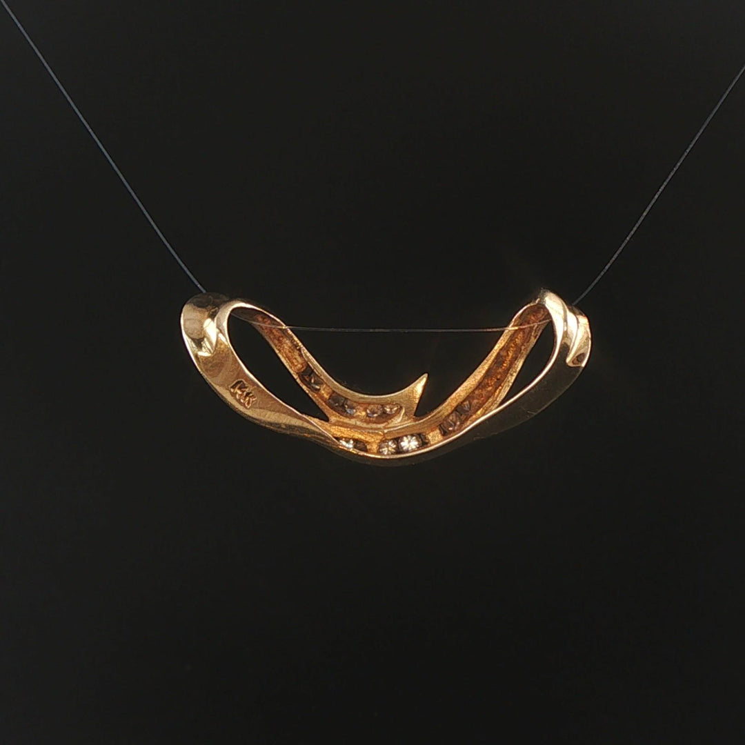 14k Yellow Gold and 0.25cttw Diamond Vintage Slide Pendant