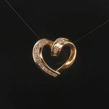 14k Yellow Gold and 0.50cttw Diamond Vintage Heart Slide Pendant 0.75"