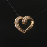 14k Yellow Gold and 0.50cttw Diamond Vintage Heart Slide Pendant 0.75"