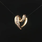 14k Yellow Gold and 0.50cttw Diamond Vintage Heart Slide Pendant 0.75"