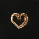 14k Yellow Gold and 0.50cttw Diamond Vintage Heart Slide Pendant 0.75"