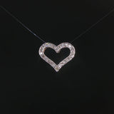 14k White Gold and 0.10cttw Diamond Heart Slide Pendant