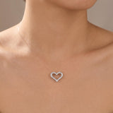 14k White Gold and 0.10cttw Diamond Heart Slide Pendant