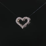 14k White Gold and 0.10cttw Diamond Heart Slide Pendant
