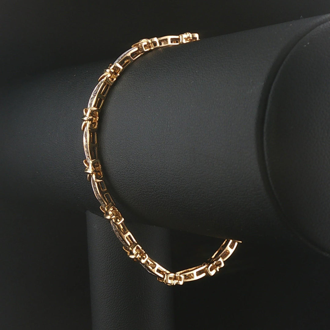 10k Yellow Gold 2cttw Baguette Diamond Fancy Link Bracelet 7"