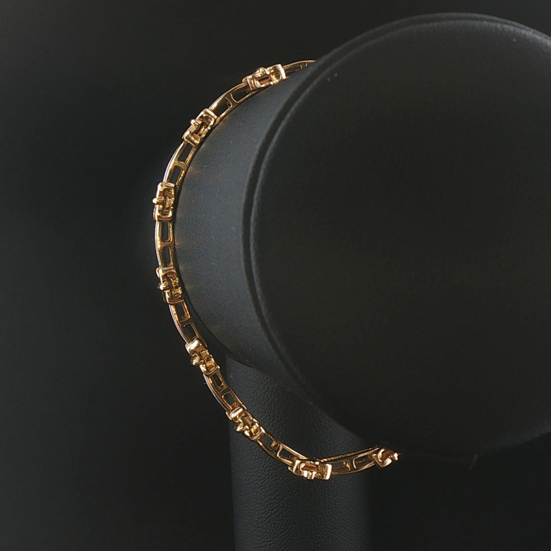 10k Yellow Gold 2cttw Baguette Diamond Fancy Link Bracelet 7"