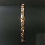 10k Yellow Gold 2cttw Baguette Diamond Fancy Link Bracelet 7"