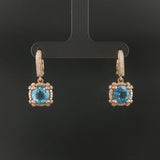 Judith Ripka 14k Yellow Gold Topaz and Diamond Drop Dangle Earrings 1"