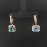 Judith Ripka 14k Yellow Gold Topaz and Diamond Drop Dangle Earrings 1"