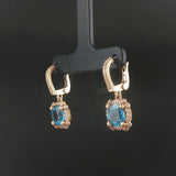 Judith Ripka 14k Yellow Gold Topaz and Diamond Drop Dangle Earrings 1"