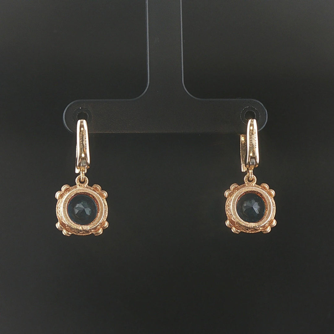 Judith Ripka 14k Yellow Gold Topaz and Diamond Drop Dangle Earrings 1"