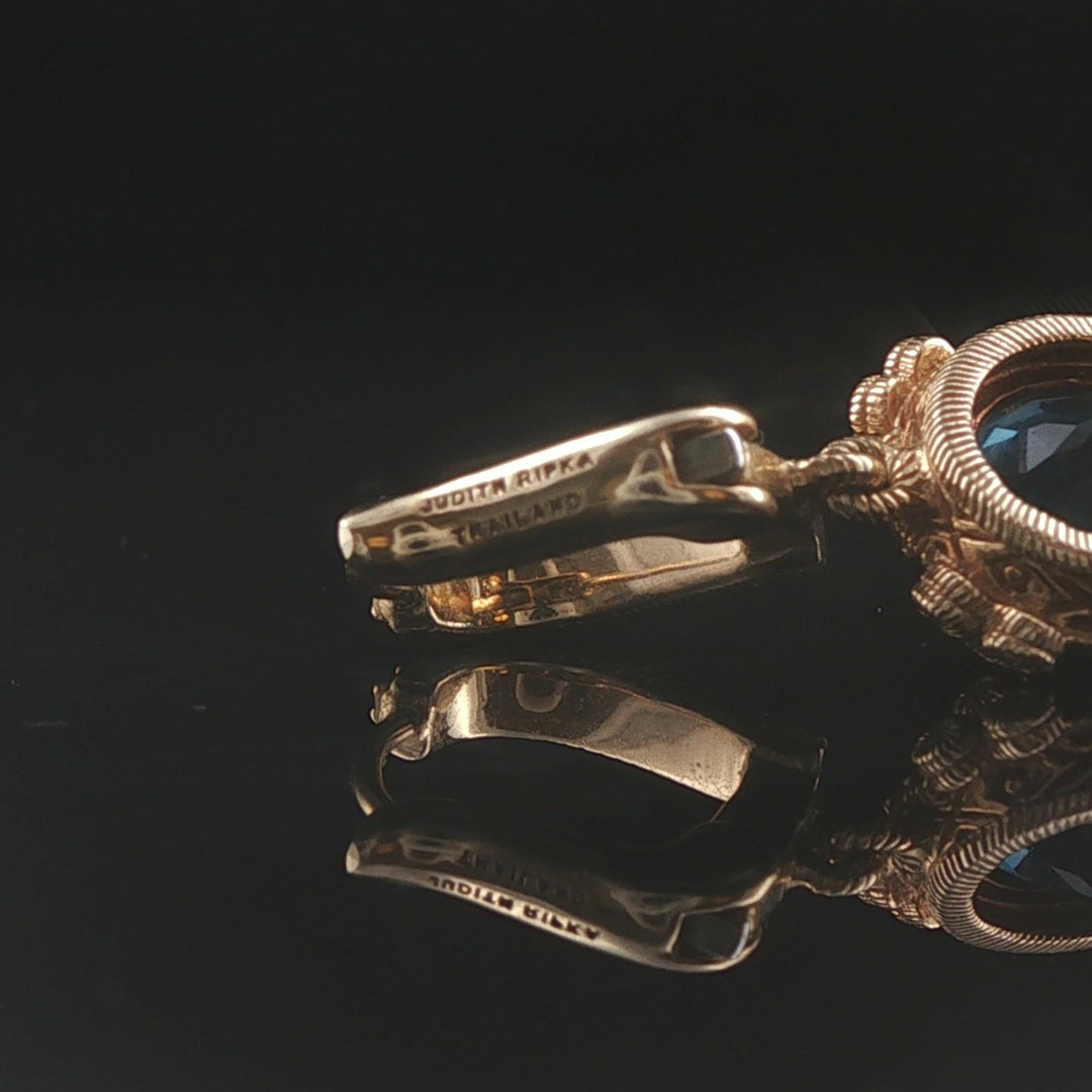 Judith Ripka 14k Yellow Gold Topaz and Diamond Drop Dangle Earrings 1"