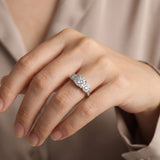 14k White Gold and 0.75cttw Three Diamond Halo Ring Size 7