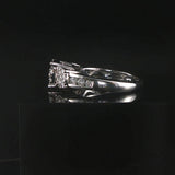 14k White Gold and 0.75cttw Three Diamond Halo Ring Size 7