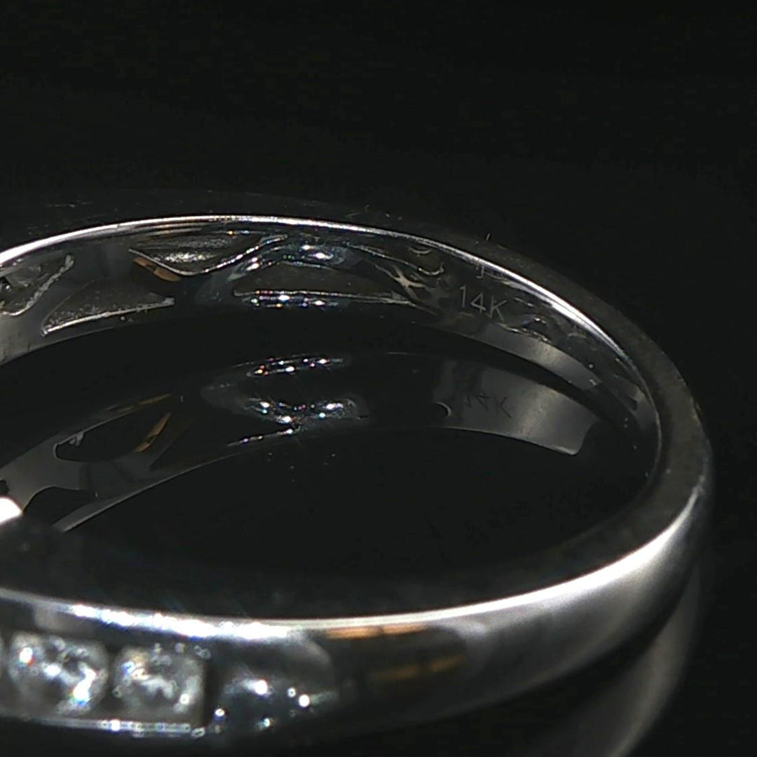 14k White Gold and 0.75cttw Three Diamond Halo Ring Size 7