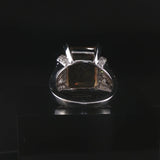 14k White Gold 11.8ct Emerald Cut Citrine and Diamond Ring Size 7