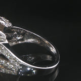 14k White Gold 11.8ct Emerald Cut Citrine and Diamond Ring Size 7