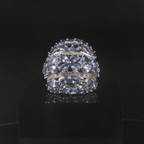 14k White Gold Tanzanite and Diamond Large Floral Ring Size 6