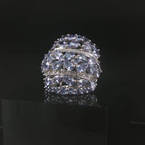 14k White Gold Tanzanite and Diamond Large Floral Ring Size 6