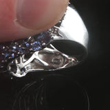 14k White Gold Tanzanite and Diamond Large Floral Ring Size 6