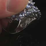 14k White Gold Tanzanite and Diamond Large Floral Ring Size 6