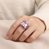 LeVian 14k White Gold Pink Quartz Amethyst and Diamond Ring Size 7