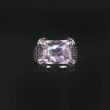 LeVian 14k White Gold Pink Quartz Amethyst and Diamond Ring Size 7
