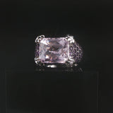 LeVian 14k White Gold Pink Quartz Amethyst and Diamond Ring Size 7