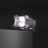 LeVian 14k White Gold Pink Quartz Amethyst and Diamond Ring Size 7
